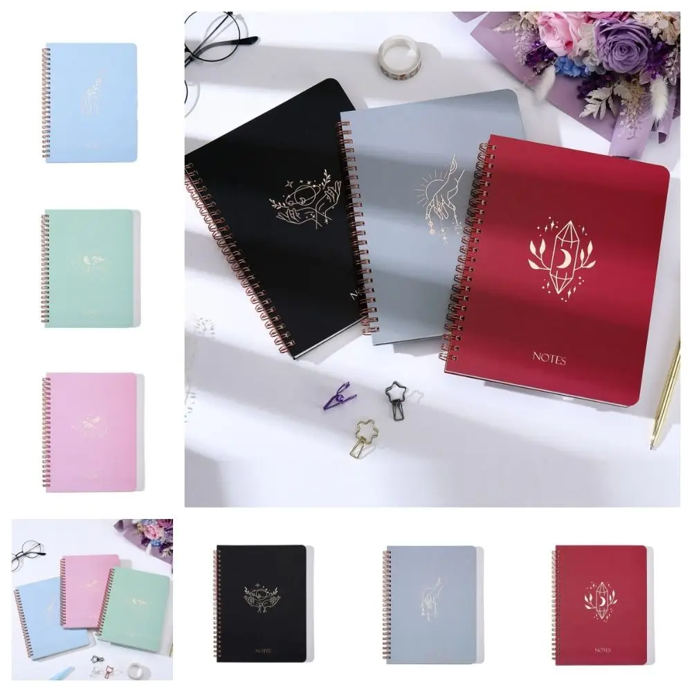 Morandi Memo Notes Spiral Notebooks Gold Stamping Diary A5 Coil Notebook Thickening Protect Eye Paper Loose-leaf Book Business