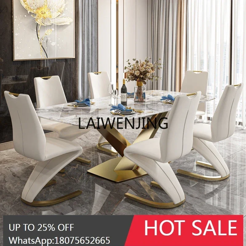 

Modern Simple Light Luxury Dining Table and Chair Combination High-end Household Dining Table Rectangle