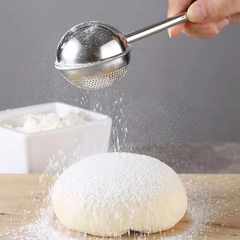 1PC Stainless Steel Baking Powder Sugar Spreader Manual Flour Sieve Sugar Flour and Spice Filter Colander Tool