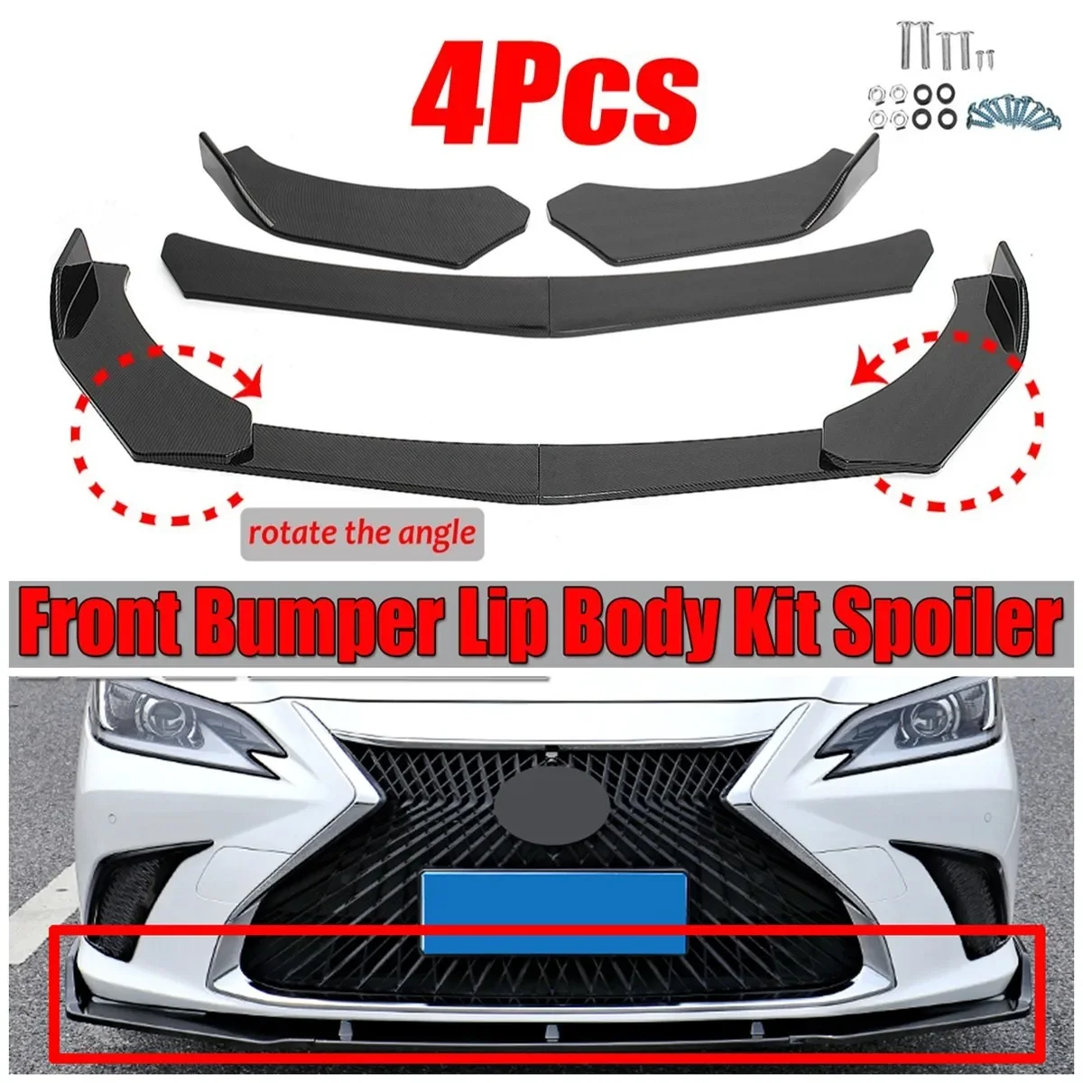 

4xUniversal Car Front Bumper Splitter Lip Diffuser Spoiler Guard For BMW For Benz For Audi For VW For Subaru For Lexus Body Kit