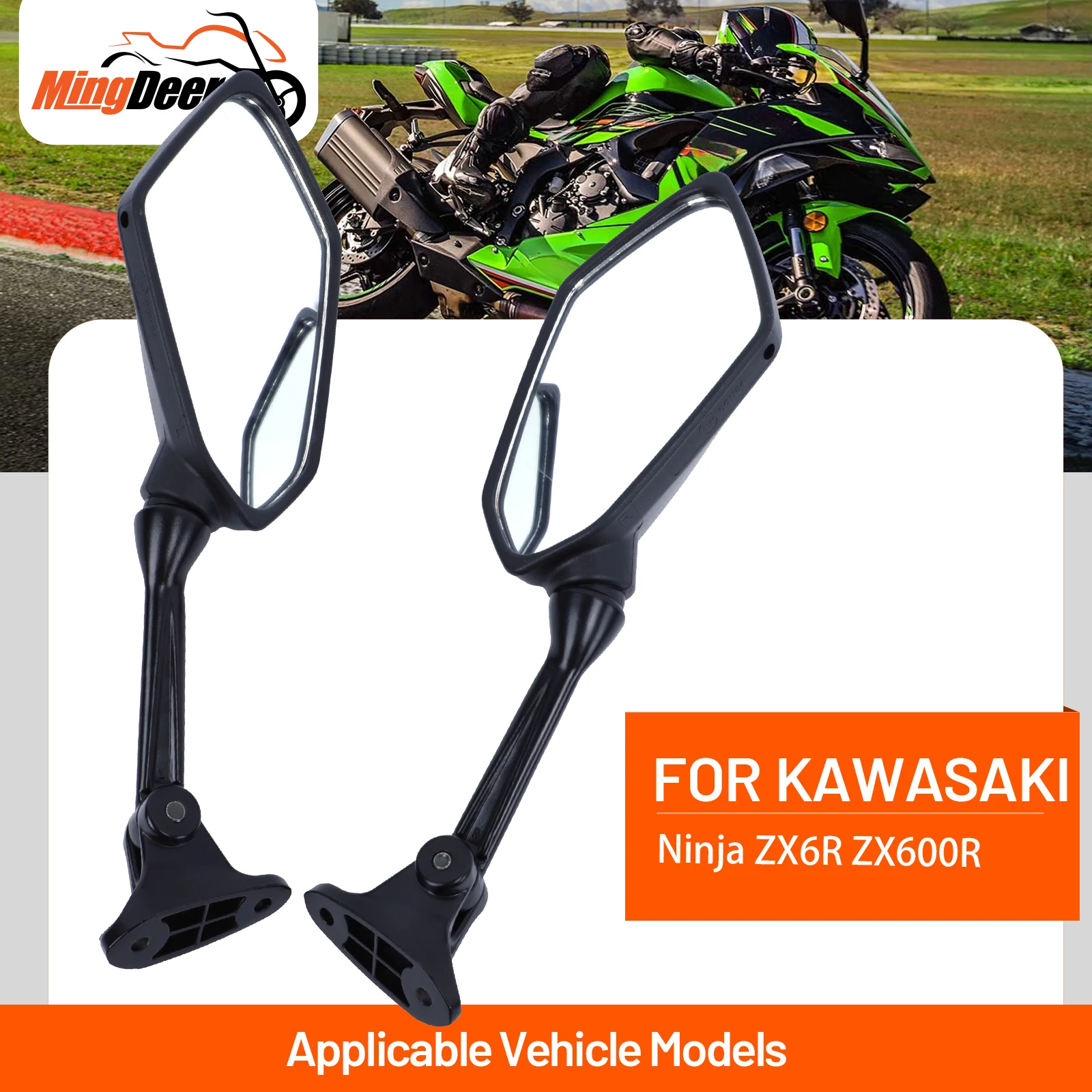 

The Rear View Motorcycle Mirror For Kawasaki Ninja ZX6R ZX600R 2009-2012 Motorcycle Rearview Mirror Left and Right Hand