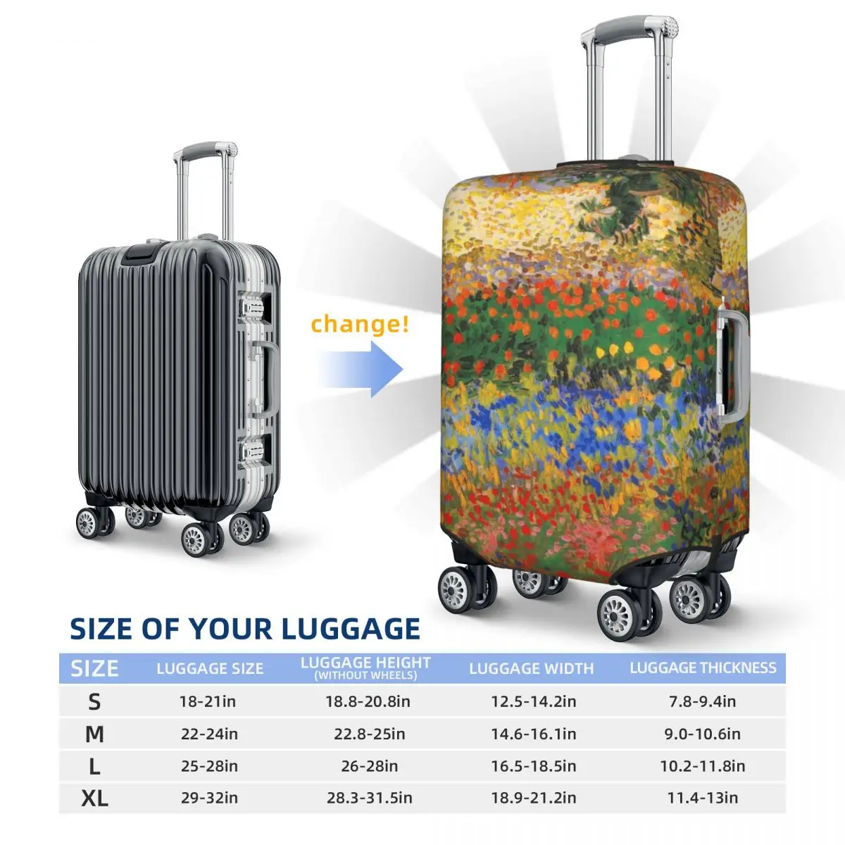 لوحة حديقة الزهور بواسطة فنسنت فان جوخ غطاء حقيبة أمتعة قابل للغسل أغطية حماية مقاس 18-32 بوصة #6