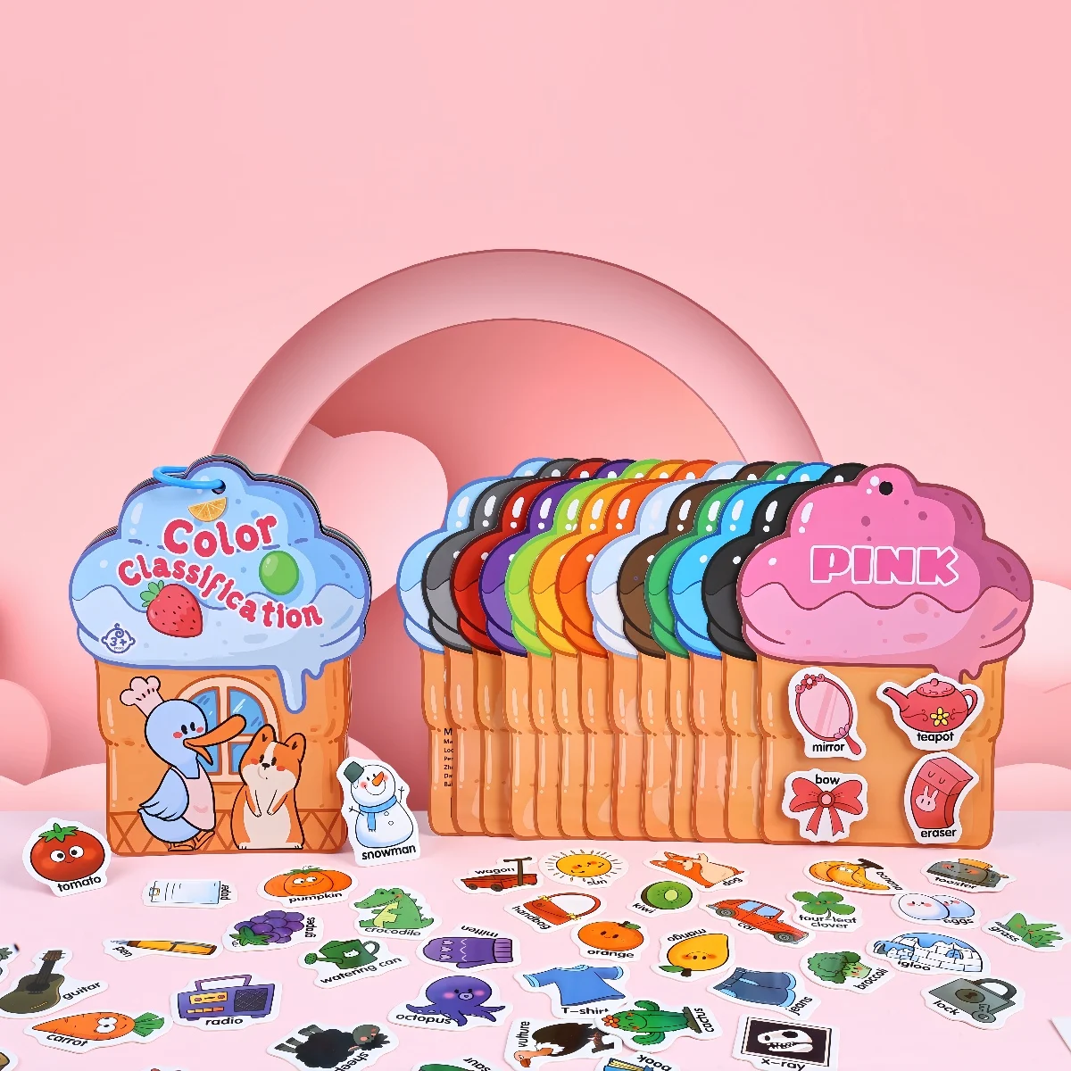 لون شكل كلمة استكشاف كتاب مشغول الأطفال للطي كتاب رقمي متعة الاطفال التنوير التعرف على الألوان الحسية اللعب #5