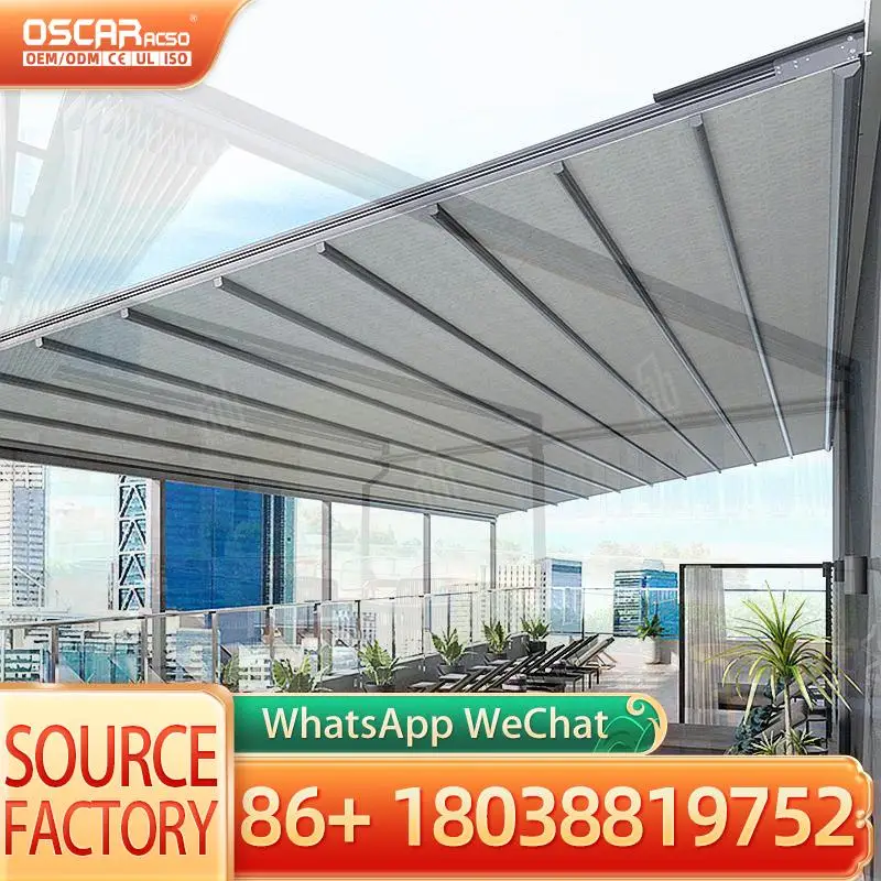 

Customizable Size Sunshade Bioclimatic Awning Cover Waterproof Electric Remote Controlled Aluminum Frame PVC for Patio Garden Ba