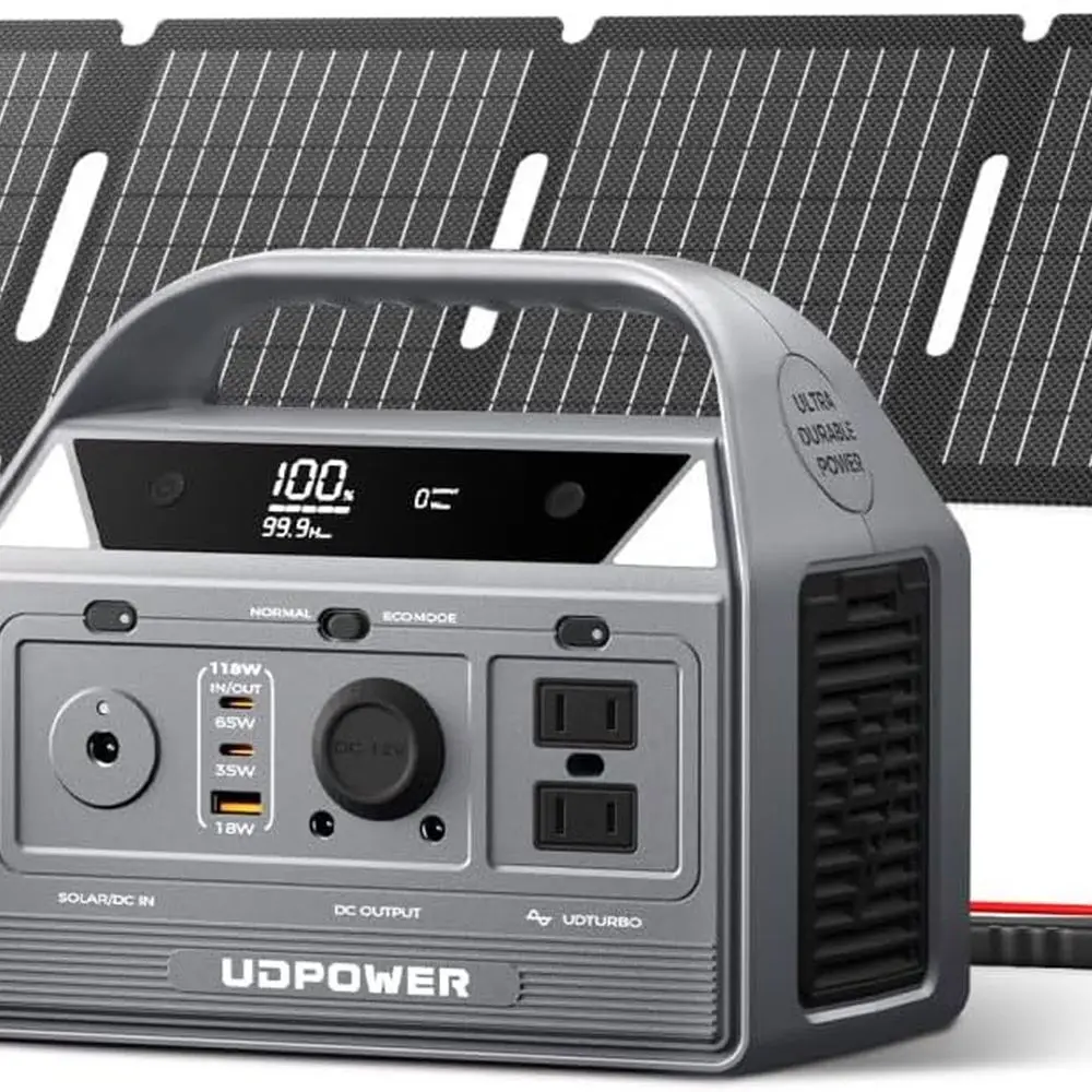 Portable 400W Solar Generator with 40W Solar Panel, 256Wh LiFePO4 Battery, 800W Surge Power for Outdoors and Emergencies