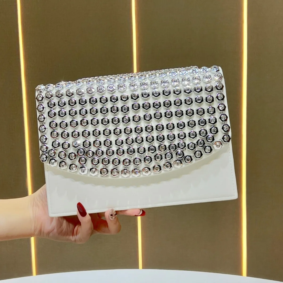 Diamond-Encrusted Armpit Elegant Temperament Dinner Versatile Chain Temperament Rhinestone Hand Carry Messenger Bag