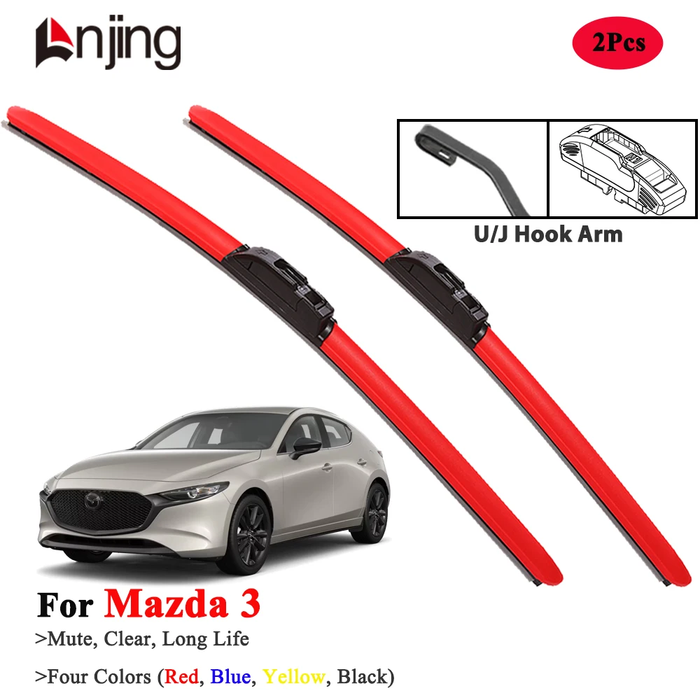 

LNJING Colorful Wiper Blades For Mazda 3 Hatchback BK BL BY BP 2003 2008 2010 2014 2015 2016 2019 2022 2023 2024 Car Accessories