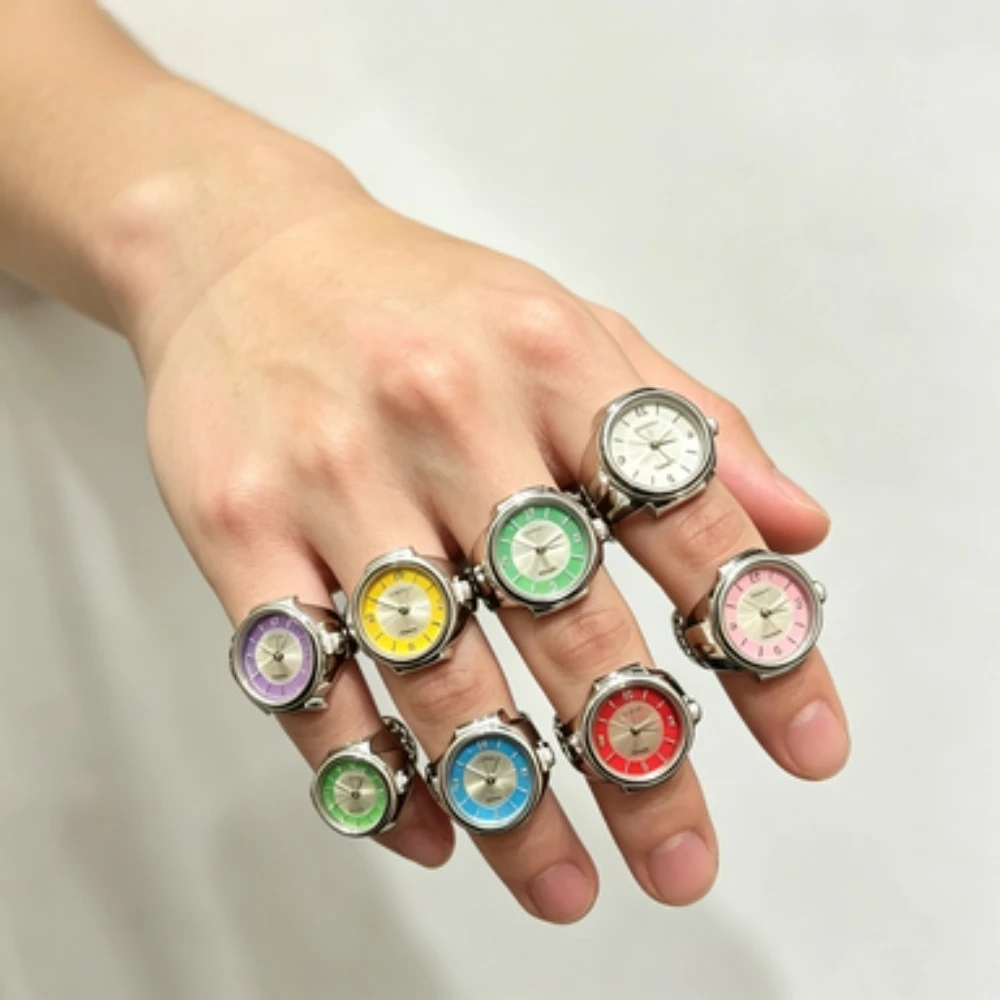 Punk Vintage Quartz Ring Watch Elastic Stretchy Finger Jewelry For Men Women Daily Fashion Accessor