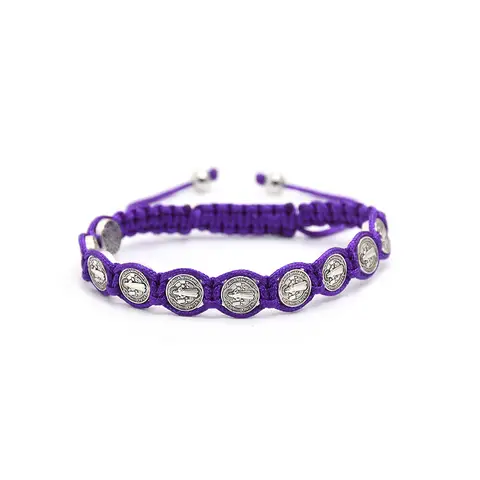 Katolskt 6 färger armband Benedictus medalj handstickad kinesisk knut mynt pärlstav justerbar religiös bön tro smycken 10 best sales Kinesiskt knutarmband - №10