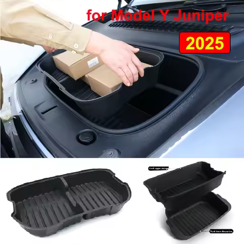 For Tesla Model Y Juniper 2021-2025 Launch Front&amp;Rear Trunk Storage Box Double-Deck Luggage Frunk Organizer Box Dustproof Cargo