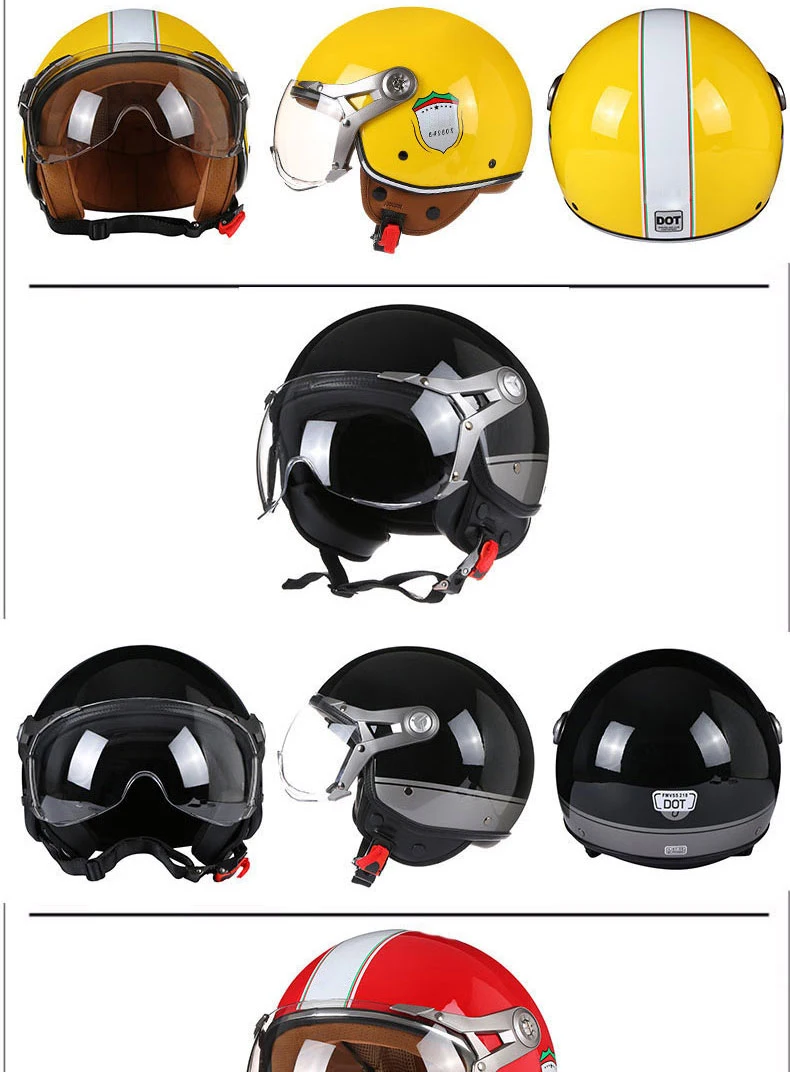 Neue Open Face 3/4 Motorrad Helm Retro Motorrad Helme Vintage Chopper Capacete De Moto Bike Roller Mit Für Männer Frauen DOT – Detail 6