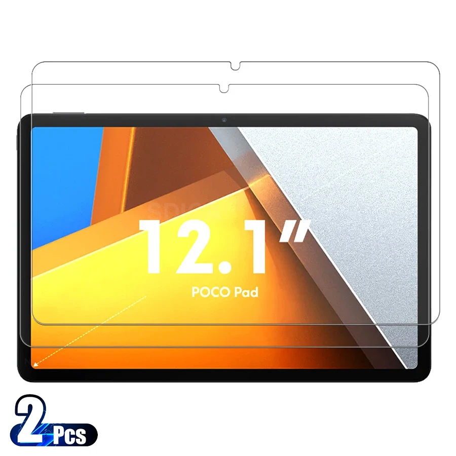 

2PCS For Xiaomi Poco Pad 2024 Tempered Glass Screen Protector 12.1 inch Tablet Bubble Free HD Anti-Scratch Protective Film