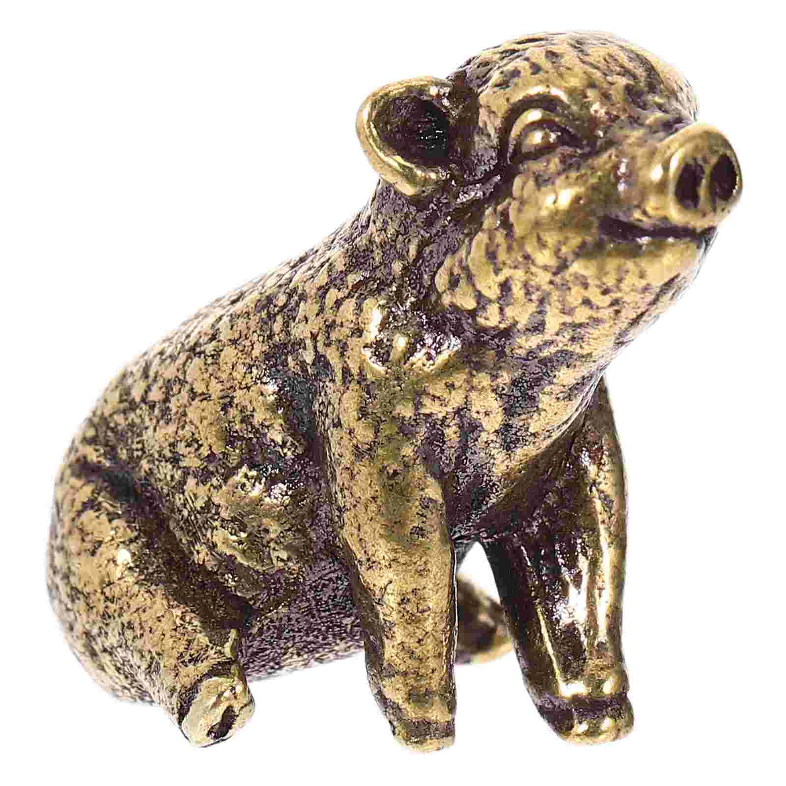

Pig Decor Brass Piggy Ornament Toys Mini Statue Vintage Ornaments
