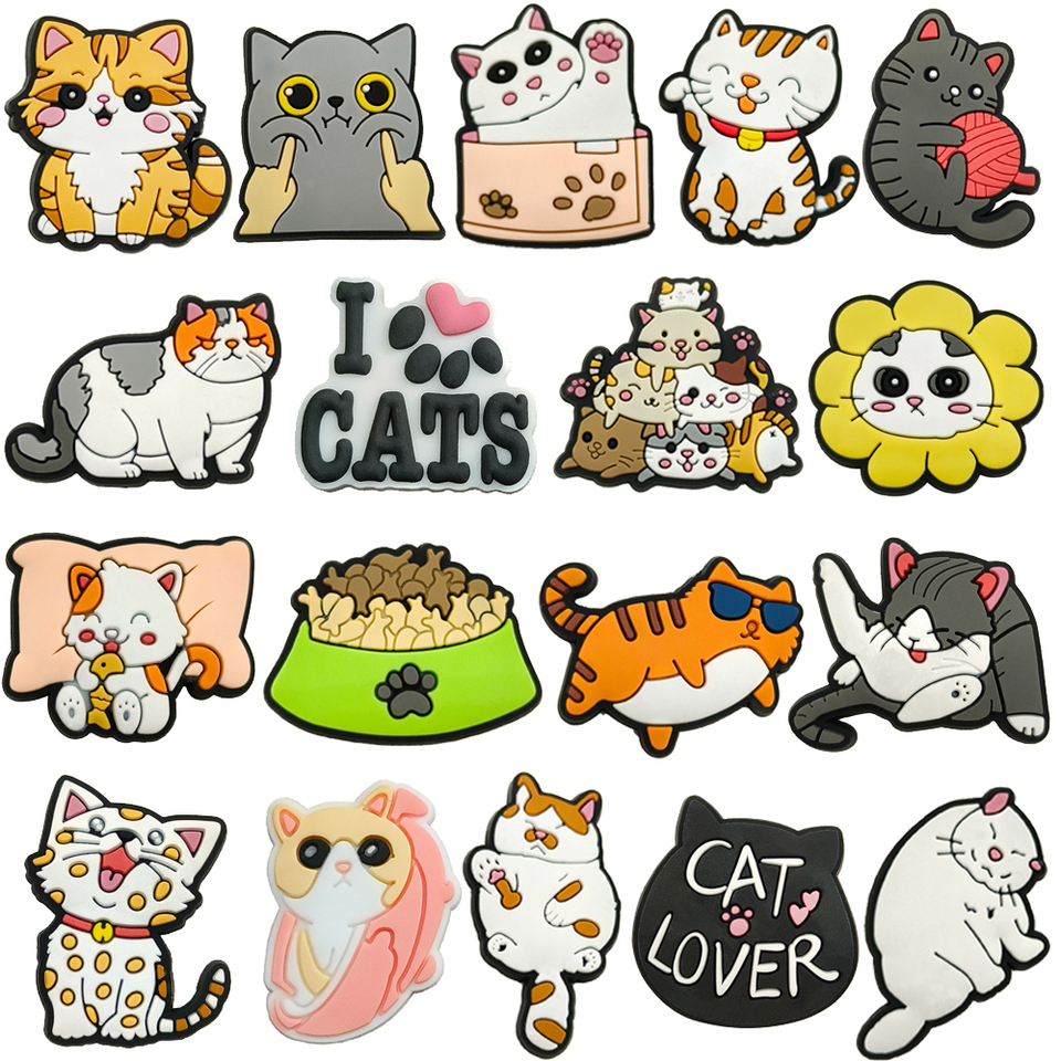  New Arrivals Cute Cat Shoe Charms for Crocs Accessories Decorations Sandals Shoe Pins Women Favor Gifts 