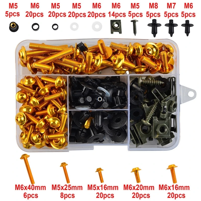 Full set Bolts Screws kit for Motorcycle Fairings Installation total 195 pcs