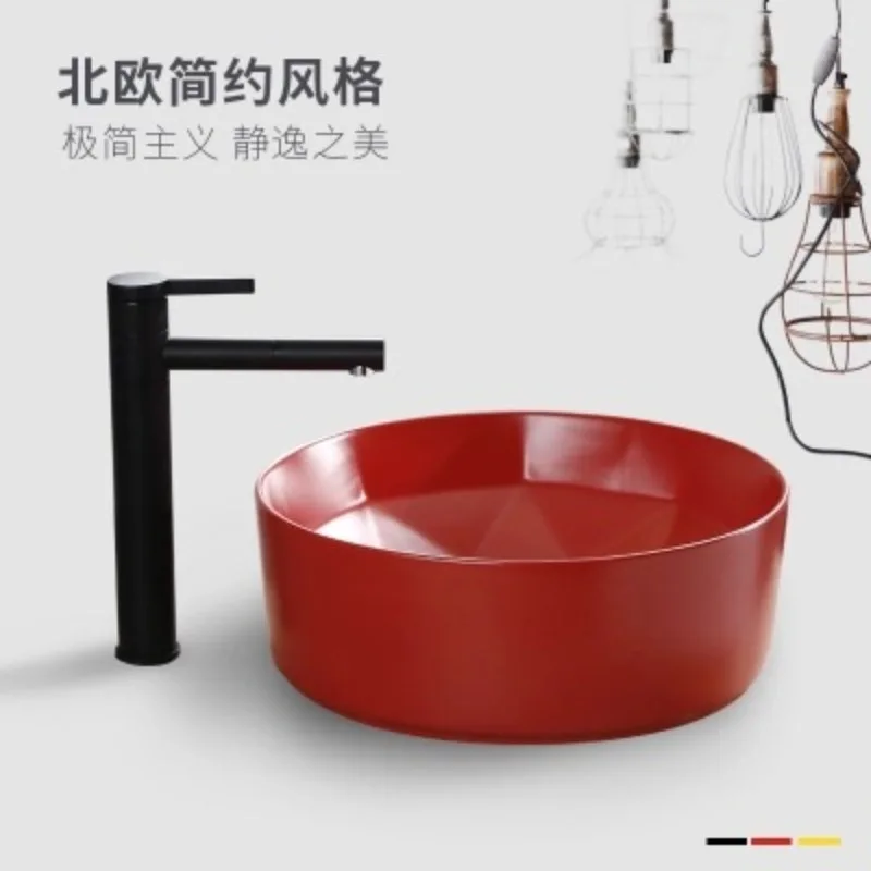 Nordic Simple Red Diamond Wash Basin Ceramic, Bathroom Counter Basin Washbasin Art Washbasin Wash Basin
