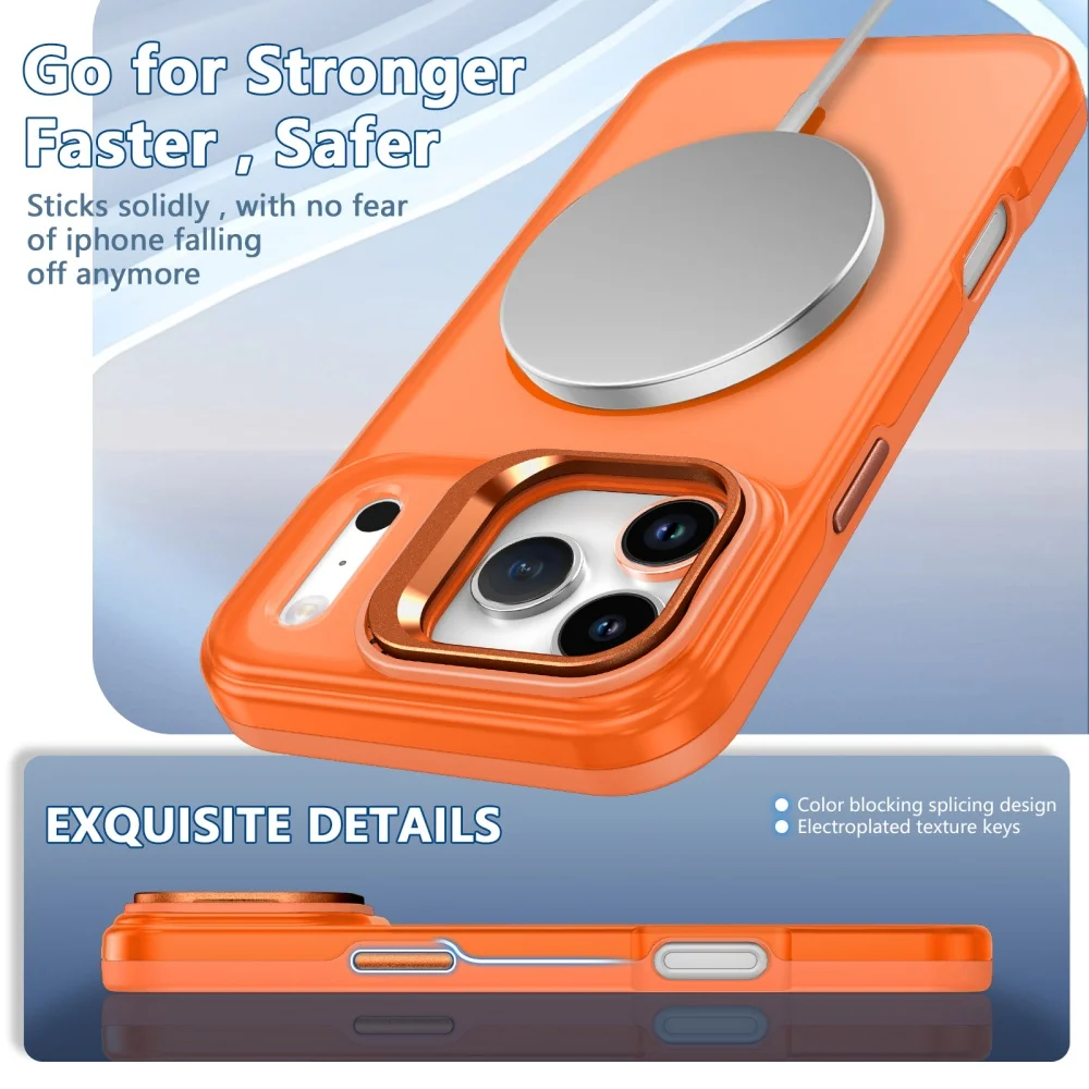 Soporte de lente magnético para funda Magsafe para iPhone 17 Pro Max 16 15 11 13 12 14 Plus, cubierta híbrida mate a prueba de golpes