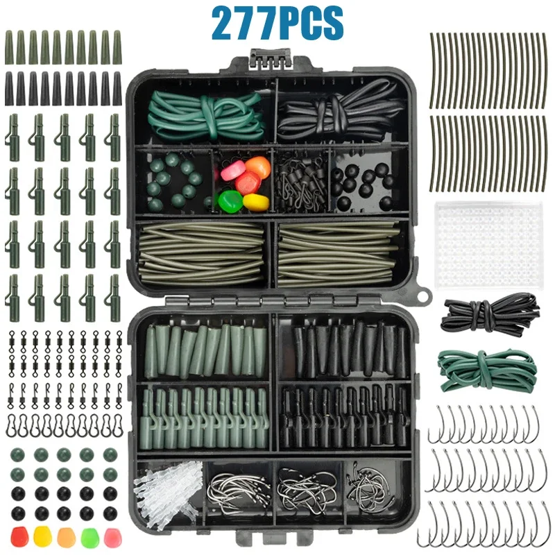 2026 277Pcs Carp Fishing Rigs Assortment Set Rust Proof Swivels Bait Hooks Terminal Tackle for Outdoor Fishing Accessories