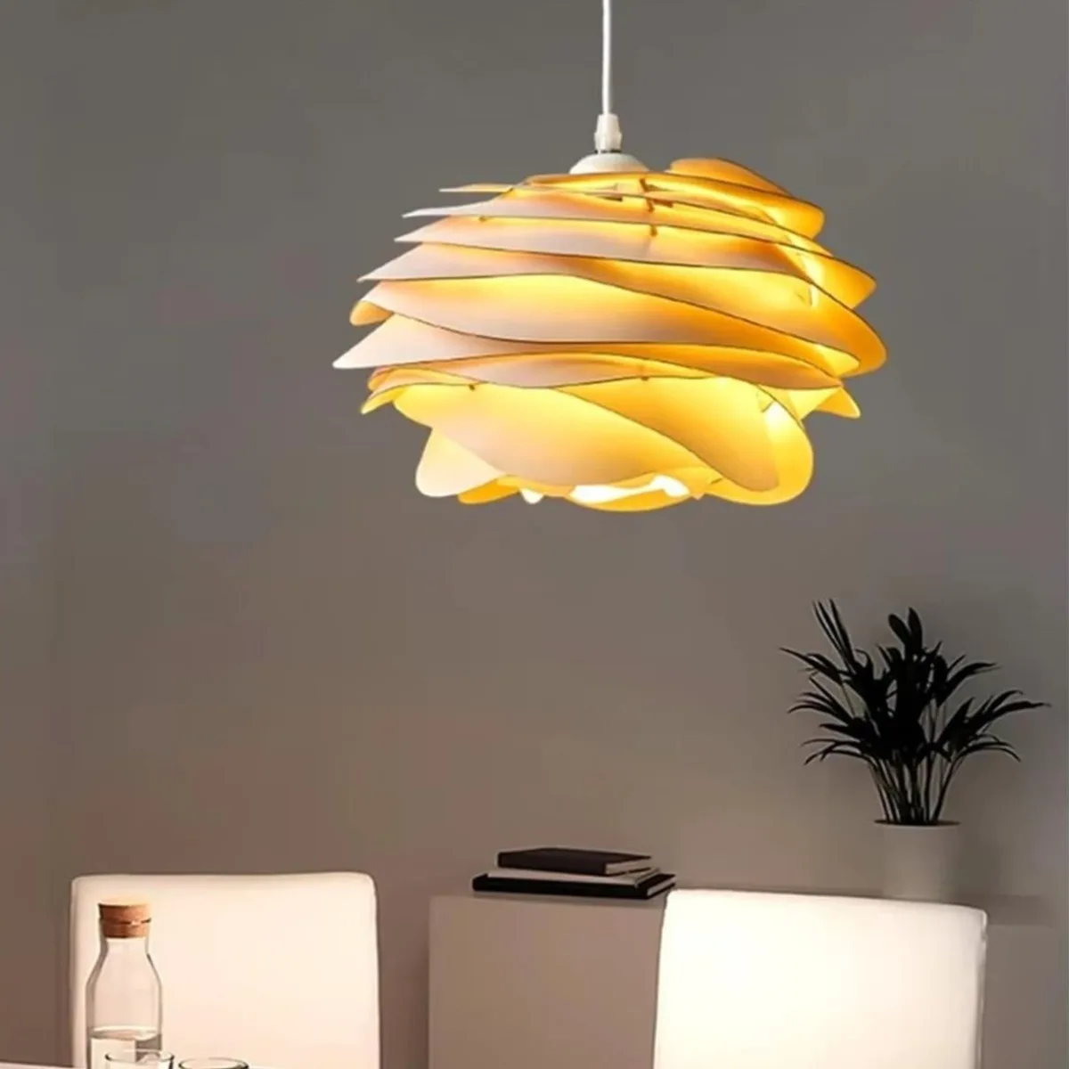 JOYINLED Modern Log Petal Dining Room Pendant Light Living Room Lamp Bedroom Bar Wabi-sabi Style Wood Art Decorative Chandelier