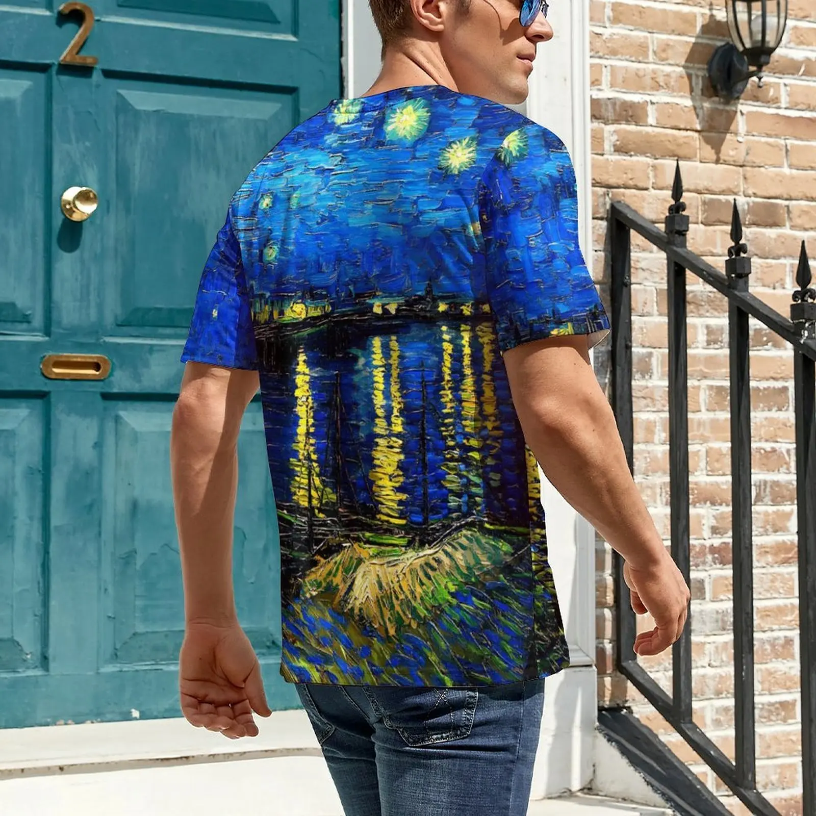 Plus Size T-Shirt Beach Vincent Van Gogh T-Shirts Starry Night Funny O-Neck Tee Shirt Male Novelty Graphic Tees