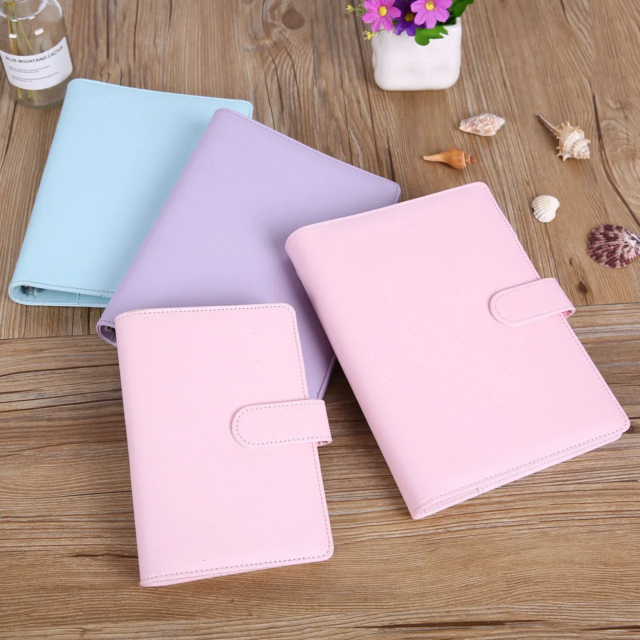 A5 A6  Macaroon Sercies 18Colors Binder PU Clip-on Notebook Leather Loose Leaf DIY Notebook Only Cover Stationery