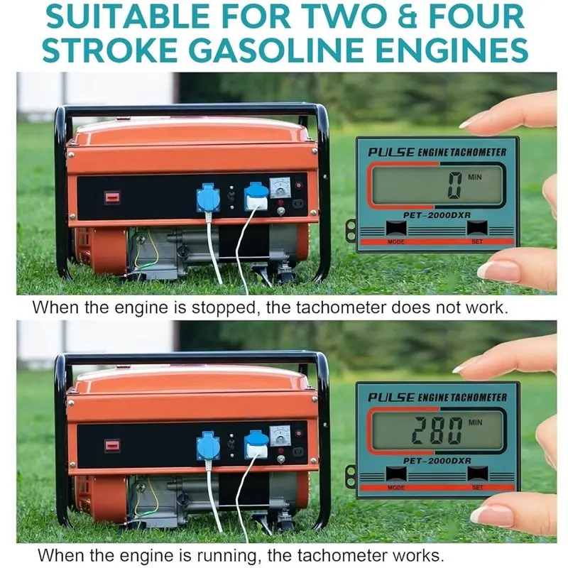 Small Engine Tachometer Digital Tachometer Chainsaw Tachometer,2 Stroke 4 Stroke Inductive RPM Gauge Hour Meter