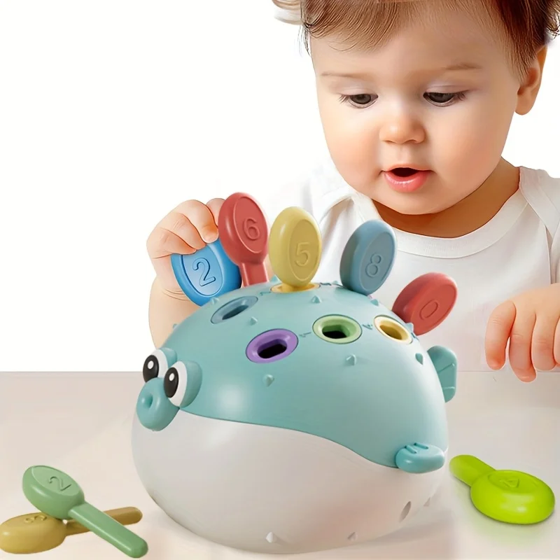 Pufferfish Building Toys, Interactive Colorful Learning Blocks for Toddlers, Enhances Motor Skills, Kids Fine Motor Training Toy