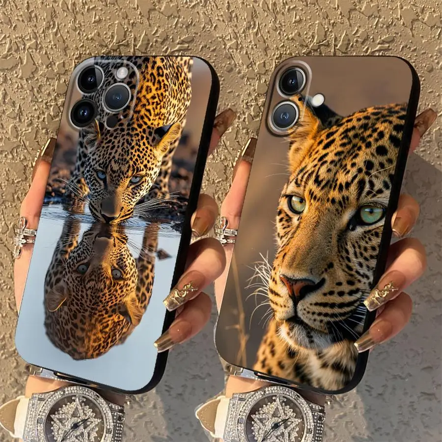 Custodia morbida per telefono leopardata nera per iPhone XS Max 13 12 11 17 Pro Max 17Air 7 8 XR 15 16 14 Plus