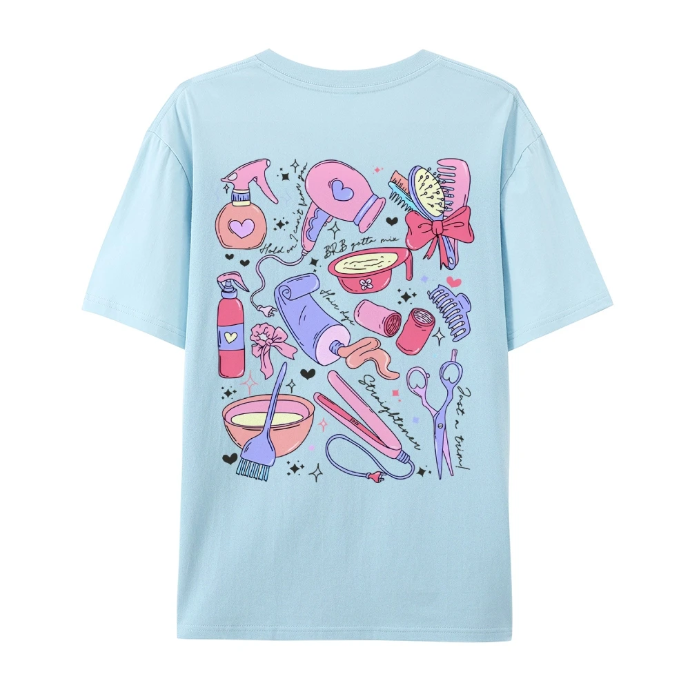 Sweetheart Girly Style Cute Ladies Cotton T-Shirt Loose Large Size Comfortable Short Sleeve Summer 2024 Simple Fashion Top