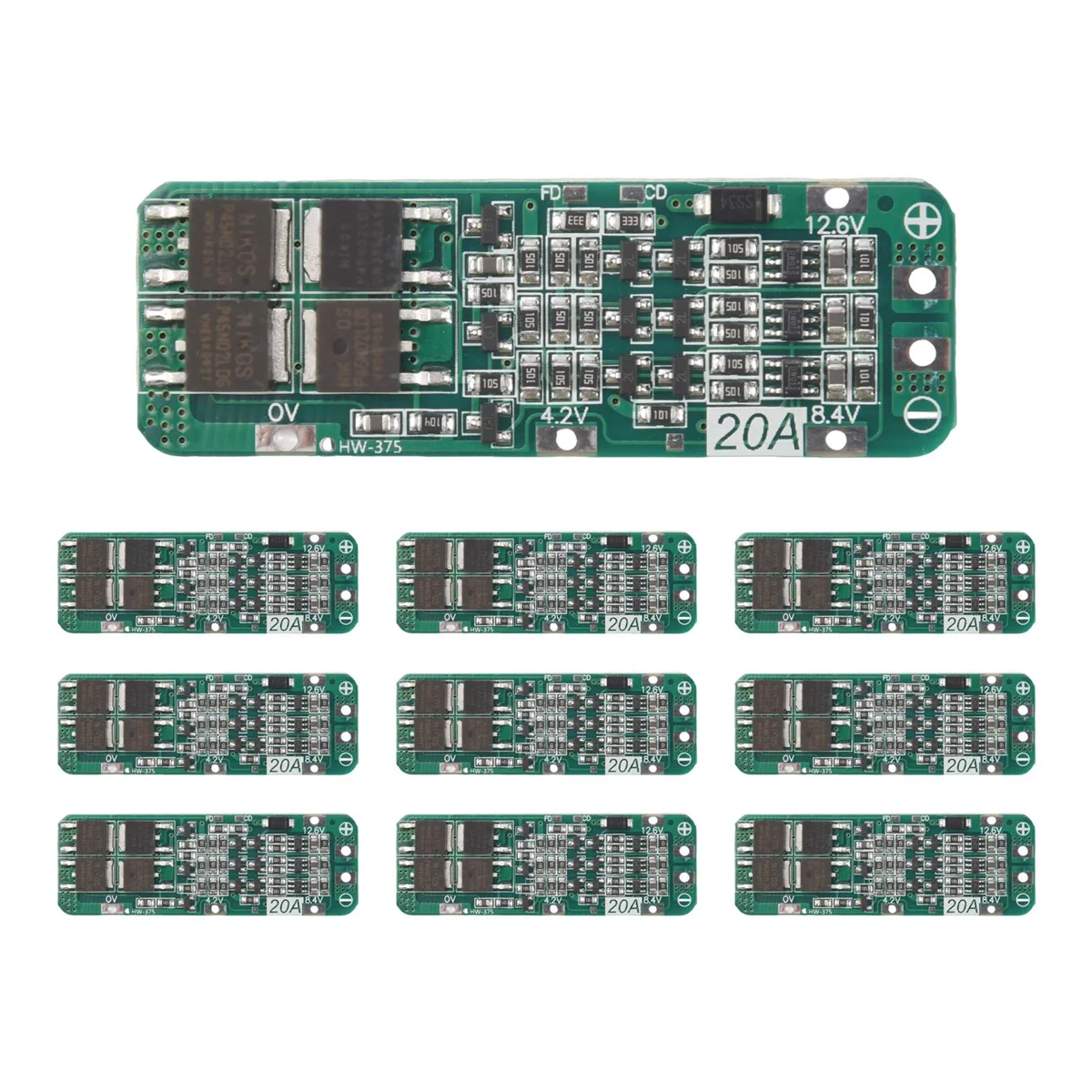 10Pcs 3S 20A 18650 Li-Ion Lithium Battery Charger Module Protection Board PCB 11.1V 12V 12.6V Module