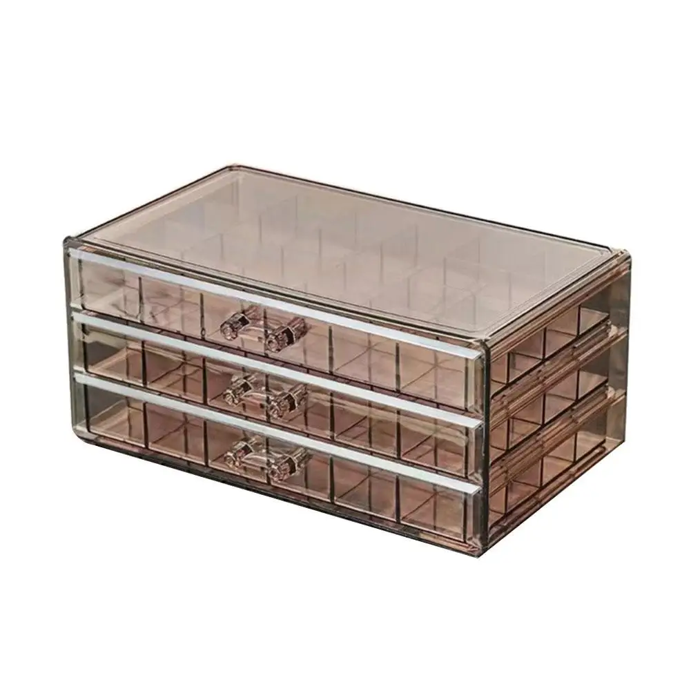 Acrylic Jewelry Organizer Box Three-layer Clear Earring Holder With 3 Drawers 72 Grids for Women Jewelry Display I9G2