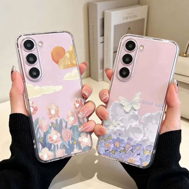Oil Painting Dreamy Flower For Samsung Galaxy Note 20 10 M56 M54 M53 M33 M23 17 M15 M14 M11 M04 M07 F07 Ultra Phone Case Cover