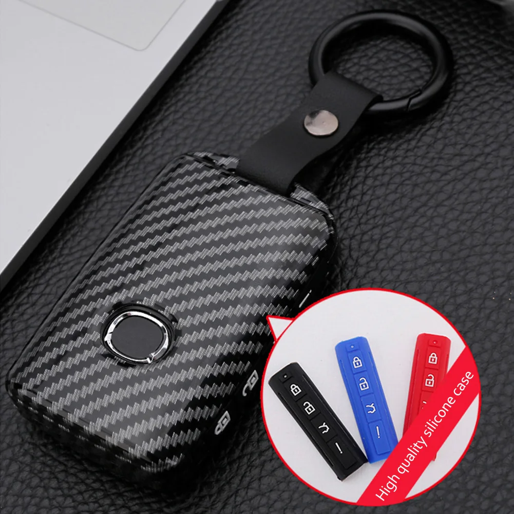 Carbon Fiber Car Remote Key Case Cover Shell For Mazda 3 Alexa CX-30 CX30 CX5 CX-5 CX8 CX9 CX4 20192020 Protector Holder Keyless