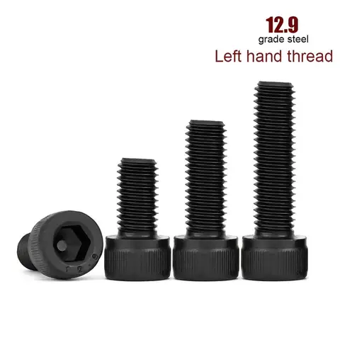 1/2/20pcs Left Hand Rotate Thread M3 M4 M5 M6 M8 M10 M12 M14 M16 Black 12.9 Grade Steel Allen Hex Hexagon Socket Head Screw Bolt