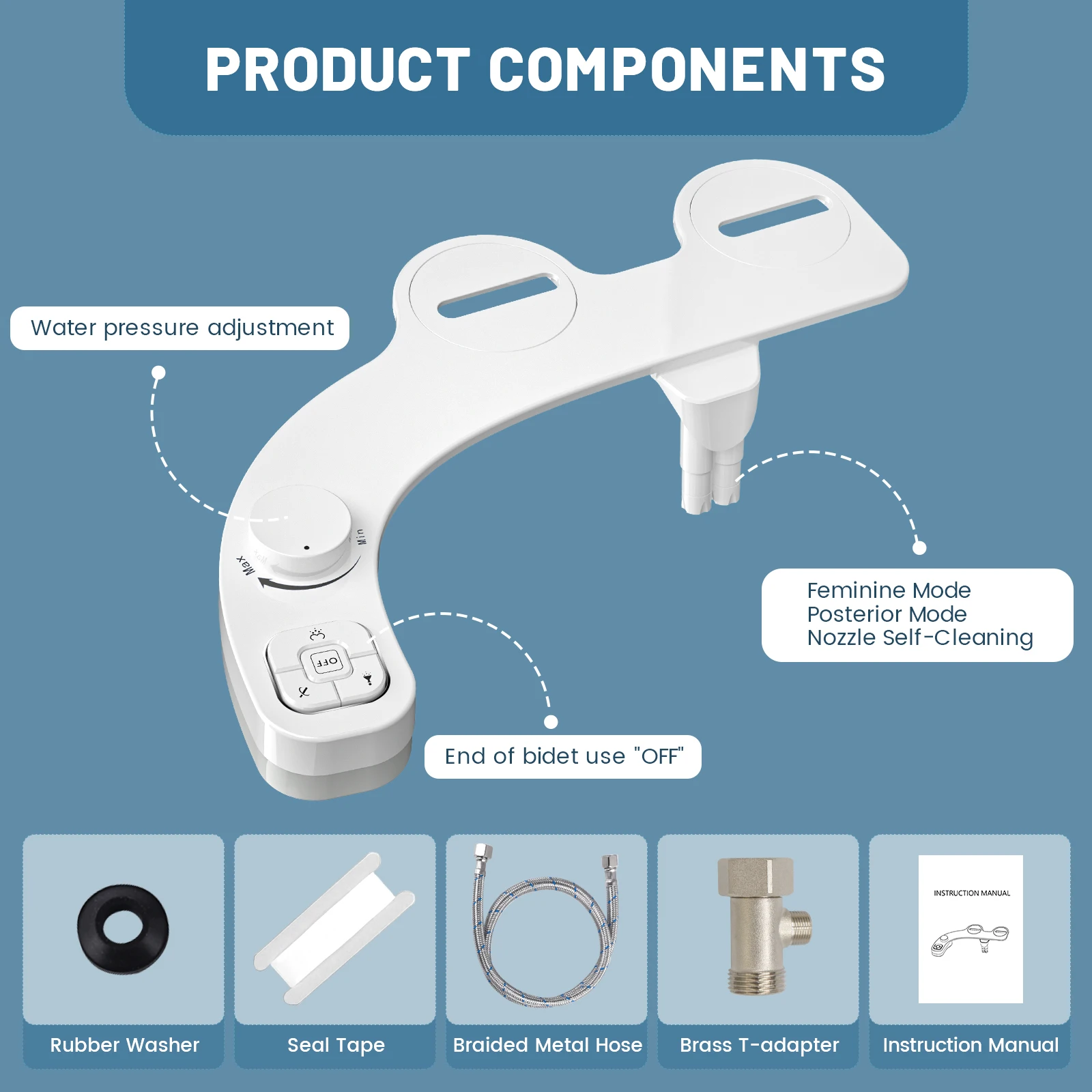 Samodra nicht elektrisches Bidet-selbst reinigende Doppel düse (Frontal-und Heck wäsche) Wasser Bidet Toiletten sitz aufsatz