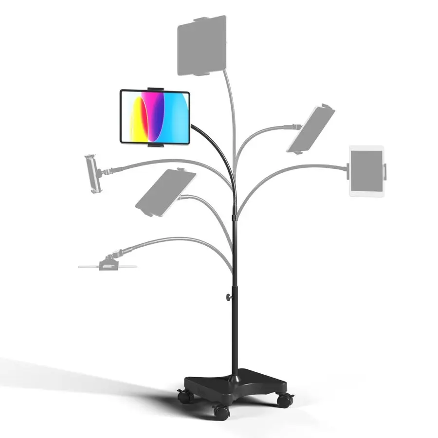 

Adjustable Height Floor Stand on Wheels for Tablet amp Phone Gooseneck Holder Mount with Stable Base Compatible with All Cell Ph