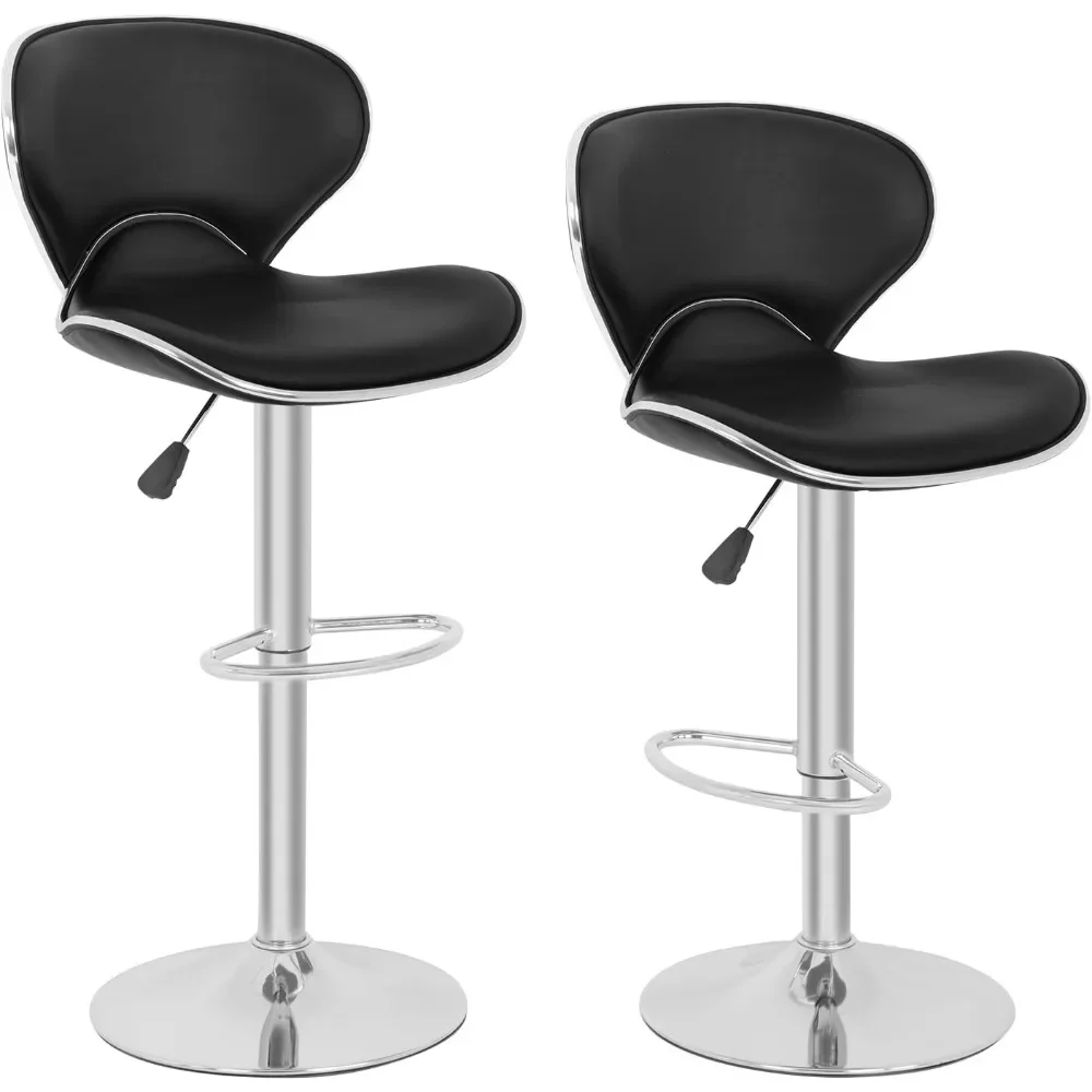 

Bar Stools Counter Stools with Height Adjustable Swivel Counter Chairs Back PU Leather Set of 2 Dining Chairs