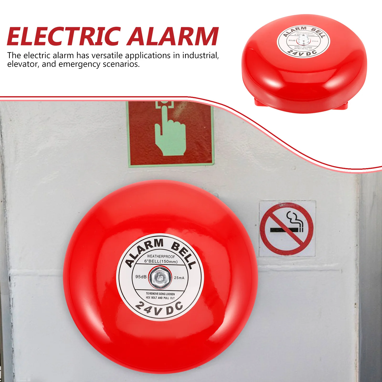 Fire Bell 24V Electric Alarm Bell Loud Ringing Iron Core For Factory Home School Security Emergency Station