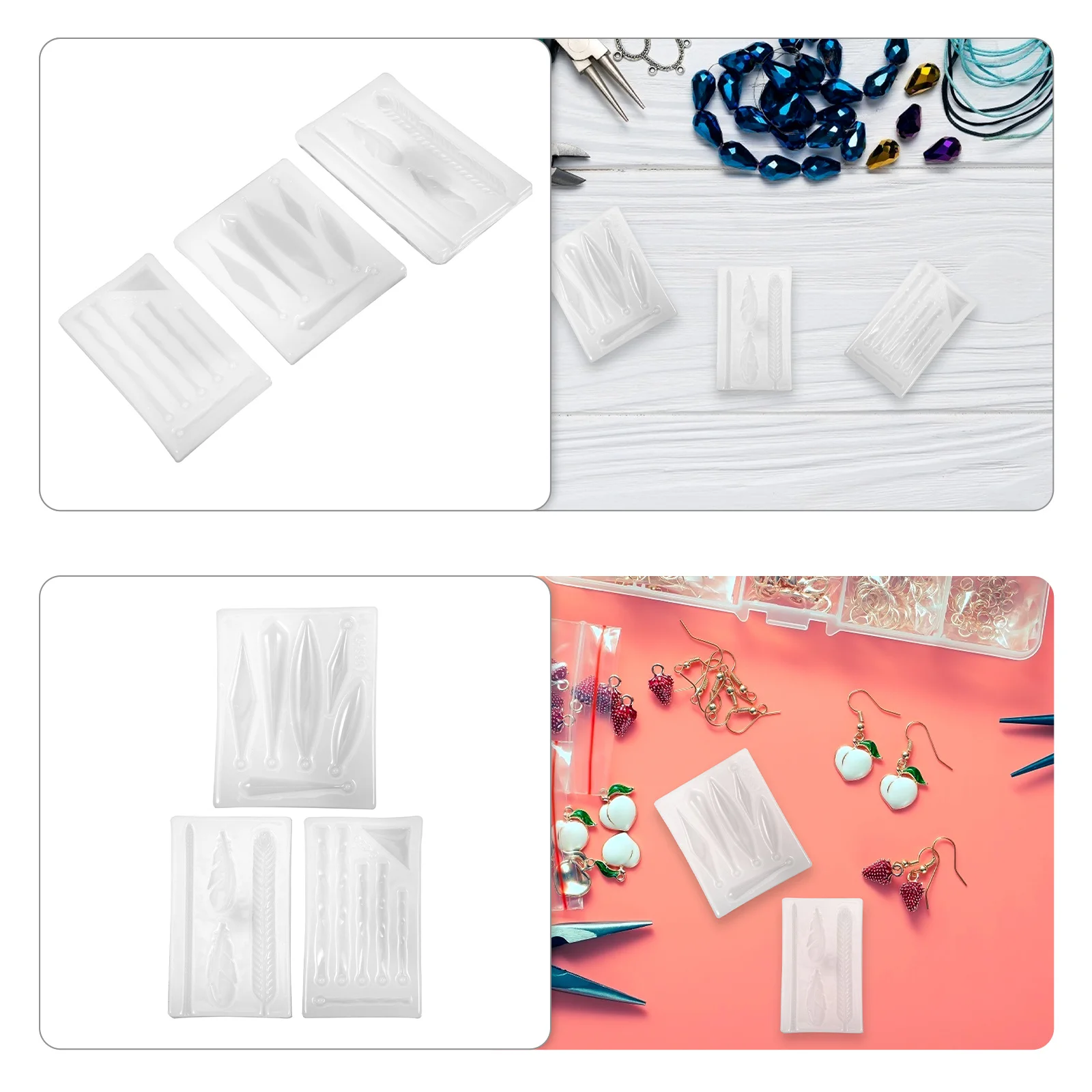 3 قطعة قالب القرط سيليكون Diy بها بنفسك صنع المجوهرات الصب قلادة اكسسوارات مرنة قابلة لإعادة الاستخدام راتنجات الايبوكسي قالب الحرفية لتقوم بها بنفسك