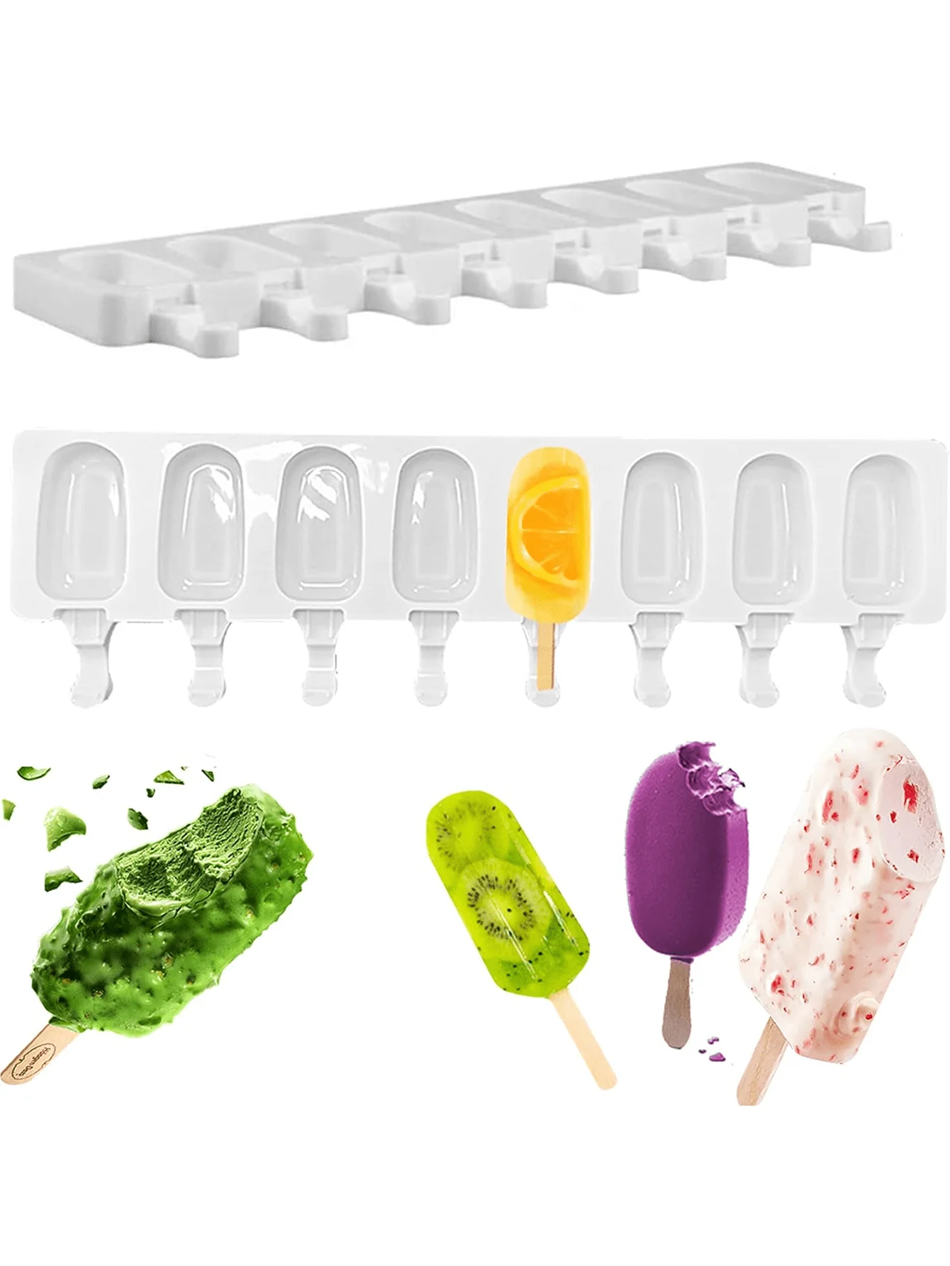 

Homemade Popsicle Maker - 12-Cavity Silicone Mold With Lid, 50 Sticks/Bags/Ties + Tools - Foldable, Easy To Use - Ideal For Summer Parties & Gatherings