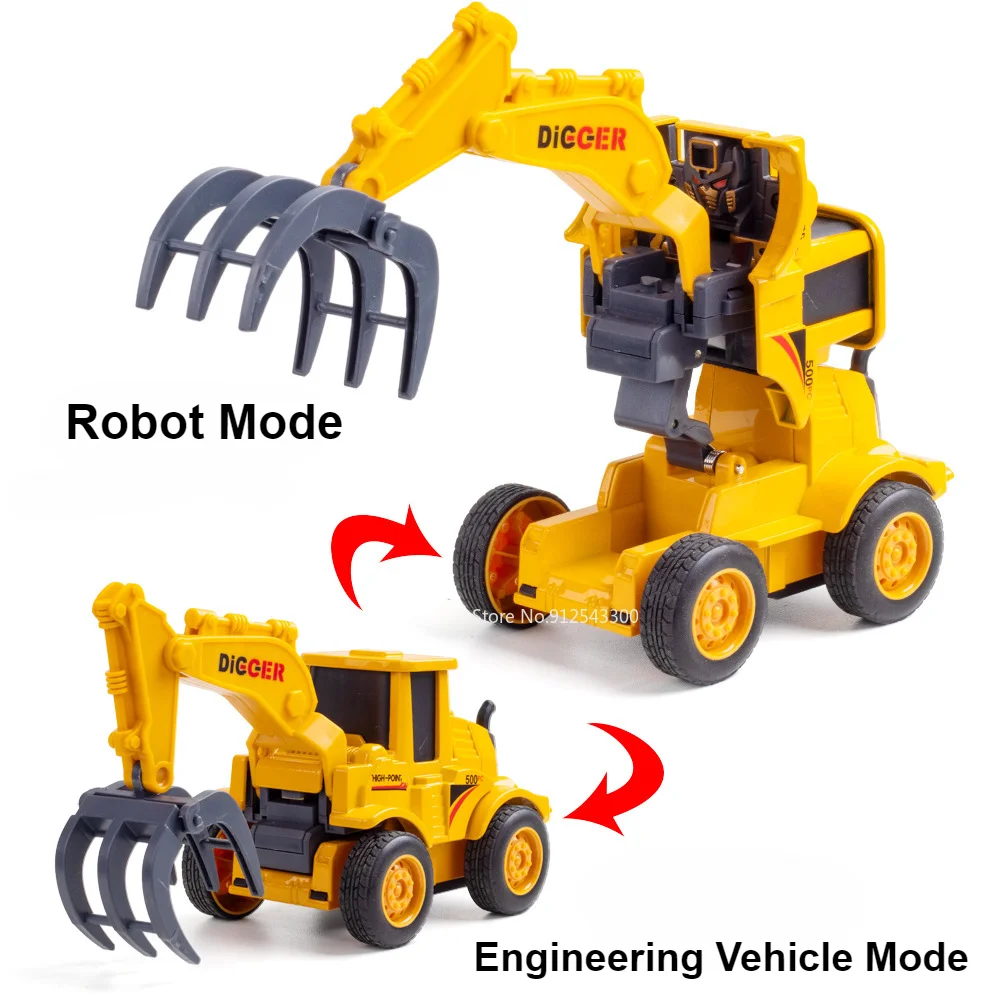 Verformbarer Bagger Bulldozer im Maßstab 1/32 Modell auto Spielzeug legierung Druckguss zurückziehen drehbares technisches Fahrzeug Geschenk für Jungen Kinder