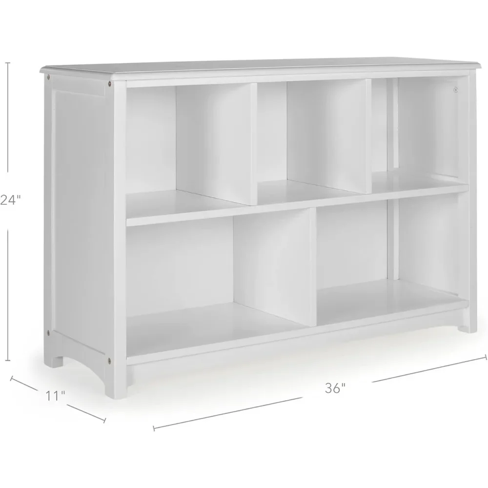 Classic Kids Bookshelf - Gray: Wooden 5-Compartment Storage Shelving Unit for Toys, Books, Paper, TV, and Bins - Children's