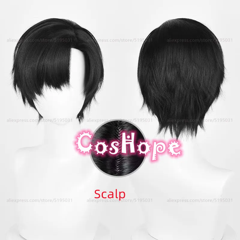 Zayne Cosplay Wig 30cm Short Black Wig Frizzy Scalp Wig Cosplay Anime Cosplay Wigs Heat Resistant Synthetic Wigs