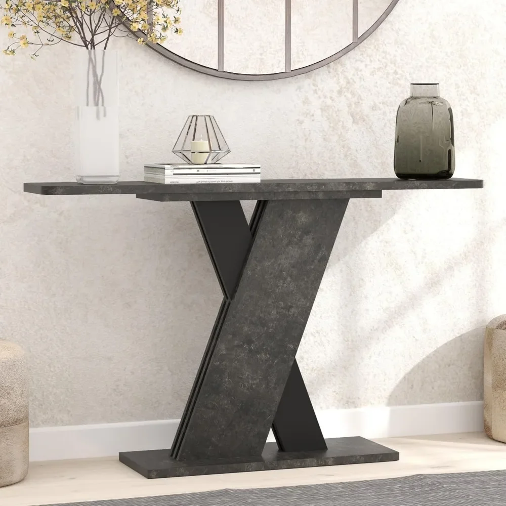 

55'' Console Table, Industrial Narrow Entryway Table with Special Support Design, Accent Tables with Stable Base, Console Tables