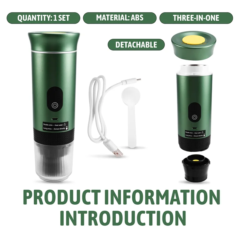 ABLEポータブルコーヒーマシン、アップグレードスマートデジタルディスプレイ搭載、アメリカンイタリアンカプセル抽出式、アウトドアコーヒーマシン