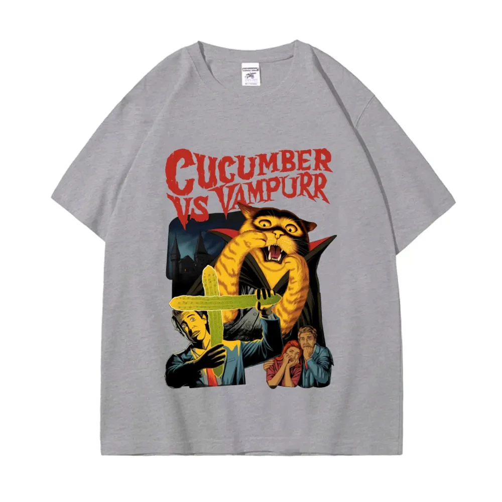 男性と女性のためのヴィンテージキャットプリントTシャツ,面白いホラーTシャツ,特大のゴシックTシャツ,ストリートウェア