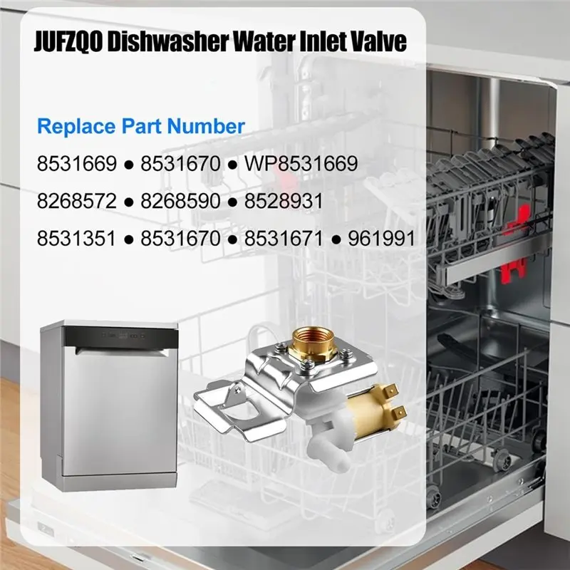 CYCLI-WP8531669 8531669 Replacement Water Inlet Valve Dishwasher For Whirlpool Kitchenaid Model 33129022