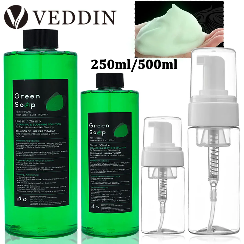 

500/250 мл зеленое мыло для татуировки, пенопластовые бутылки, очищающее татуировки, зеленое мыло, бутылка, мыло для татуировок, пирсинга, макияжа, аксессуары для татуировок