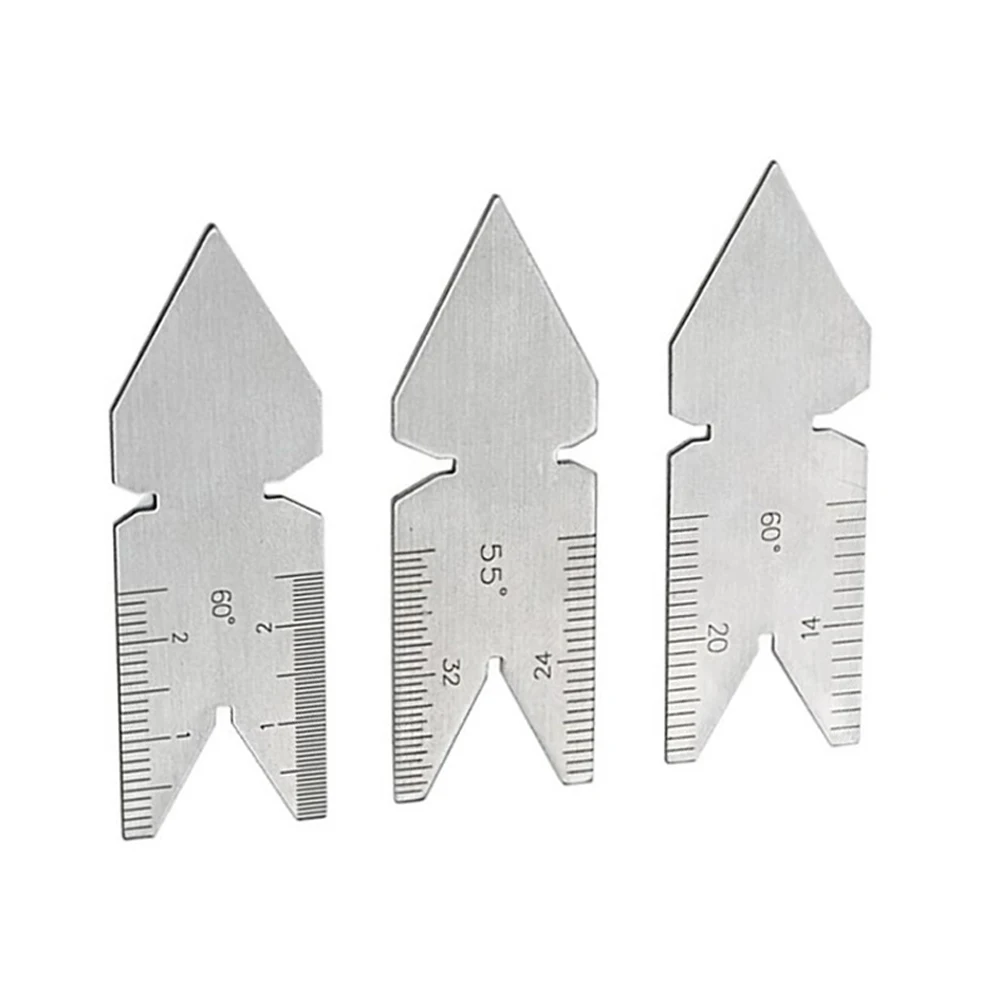 3 قطعة 60*20 مللي متر المحمولة مركز قياس 55 و 60 درجة خيط الفولاذ المقاوم للصدأ قياس لقياس وتخطيط اليد الملعب أداة