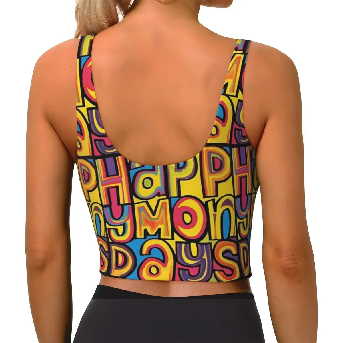 Custom Happy Mondays Women Sports Bras High Impact Vest Gym Workout Yoga Crop Tank Tops